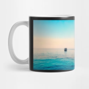 TWO BOATS AND A BLUE SUNSET ON THE SEA DESIGN Mug